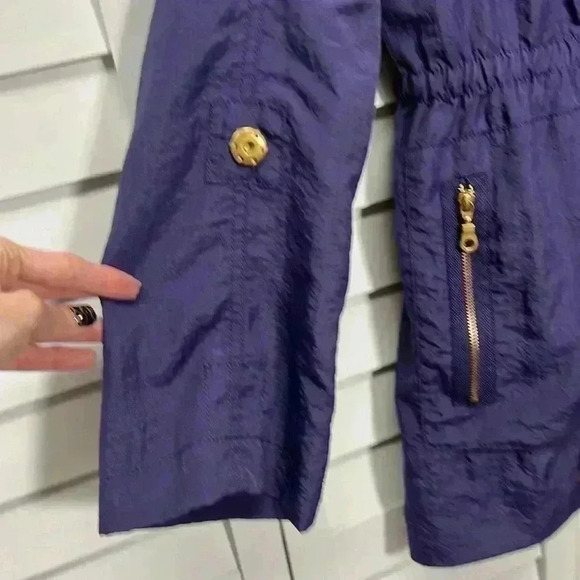 Seven7 Anorak Nylon Windbreaker Rain Hooded Jacket Coat Size Small Purple - Picture 5 of 10